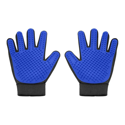 Cat And Dog Grooming Gloves 1 Pair - Blue by Aquarius