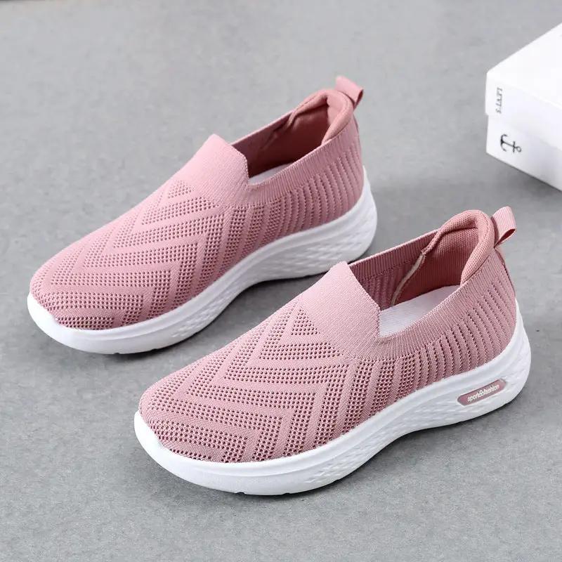 Casual Mesh Shoes Sock Slip On Flat Shoes For Women Sneakers Casual Soft Sole Walking Sports Shoe by Dropshipman