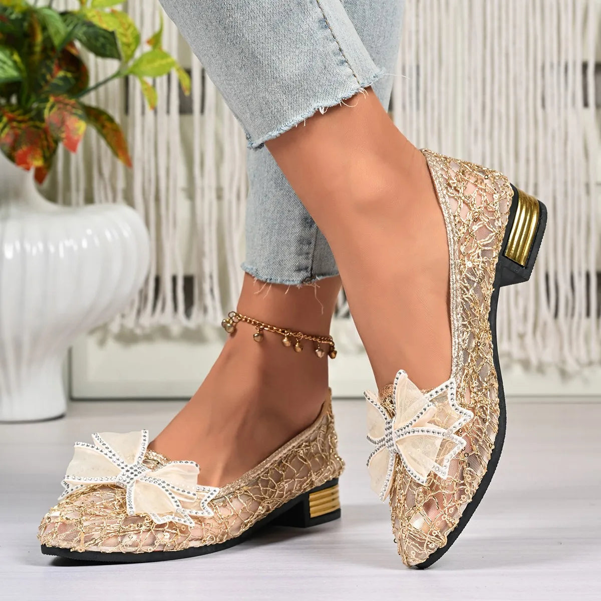 Pointed Toe Women's Flats Soft-soled Boat Shoes Bow Loafers Summer Plus Size Women's Shoes by All Mart Bristol Ltd