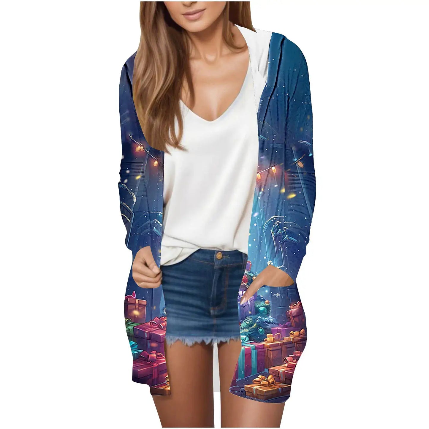 Manufacturer Cross-Border Women's Fashion New Loose Simple Pocket Hooded Cardigan Jacket by All Mart Bristol Ltd
