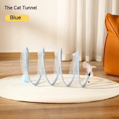 Folded Cat Tunnel S Type Cats Tunnel Spring Toy Mouse Tunnel Cat Outdoor Cat Toys For Kitten Interactive Cat Supplies by Dropshipman