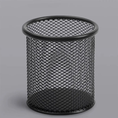 Multifunction Round/Square Pen Holder Office Desk Metal Mesh Pen Pot Cup Case Container Organiser Durable Pencil Case Stationery by All Mart Bristol Ltd