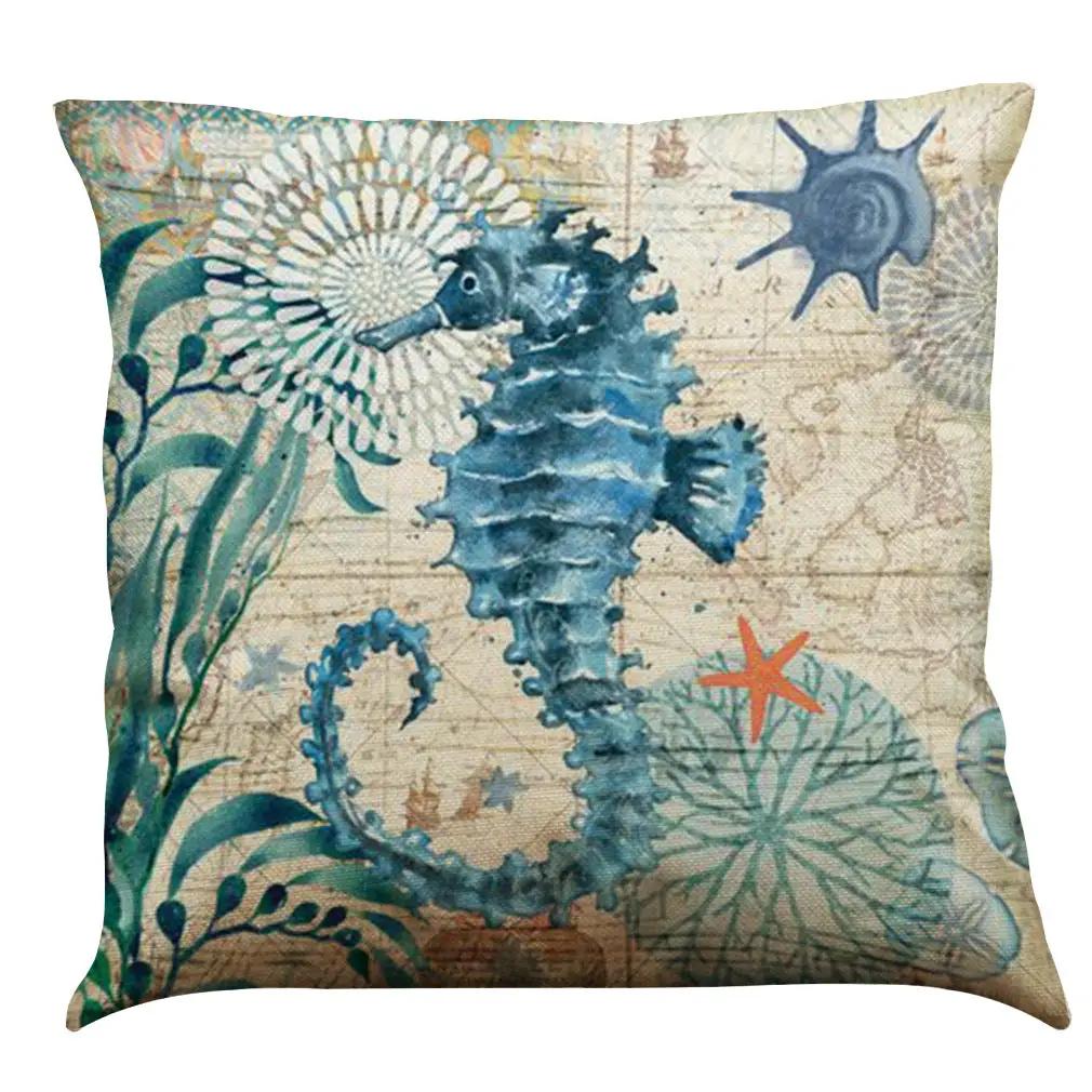 Cushion Covers Sea Turtle Printed Throw Pillow Cases For Home Decor Sofa Chair Seat by Dropshipman