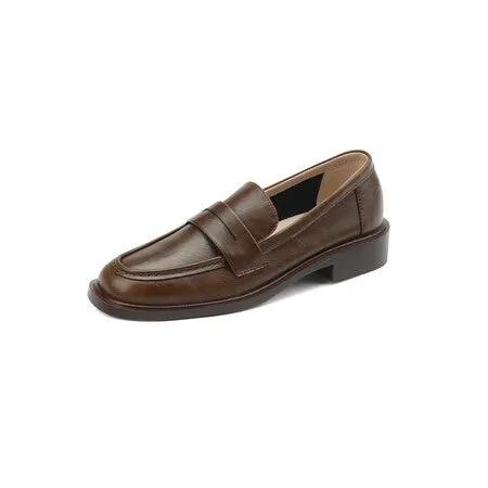 British-style Vintage Women's Heeled Leather Shoes by Dropshipman