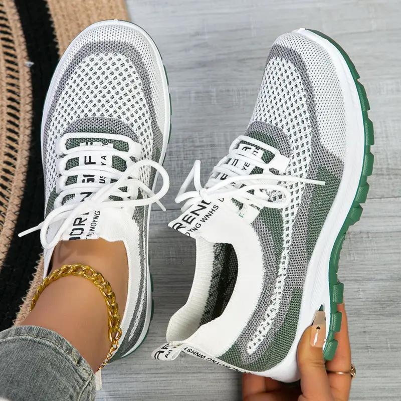Women's Sporty Flyknit Mesh Shoes Low-cut Lightweight Casual And Versatile by Dropshipman
