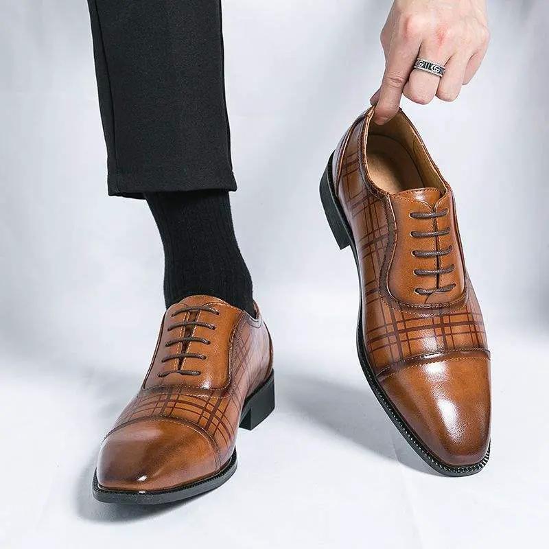 Square Toe Men's Breathable Business British Style Niche Leather Shoes by Dropshipman