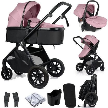 For Your Little One Cruise 3 In 1 Travel System With Car Seat - Blush Rose (Free Cupholder And Seat Liner Included!) by For Your Little One