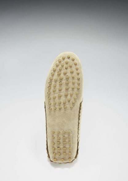 Women's Fringed Driving Loafers, taupe suede by Hugs & Co.