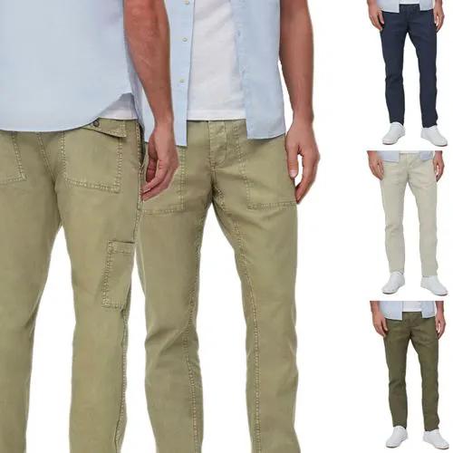 Mens Straight Fit Linen Blend Trousers by Ek Wholesale