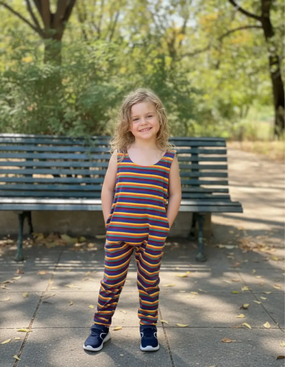 Hazel Stripe Super Soft Cotton Dungarees by Stylish Mum