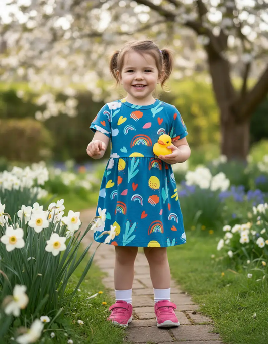 Sophie Cotton Colourful Spring Dress by Stylish Mum