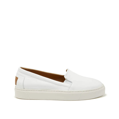 Women's Slip-On Sneakers, white leather by Hugs & Co.