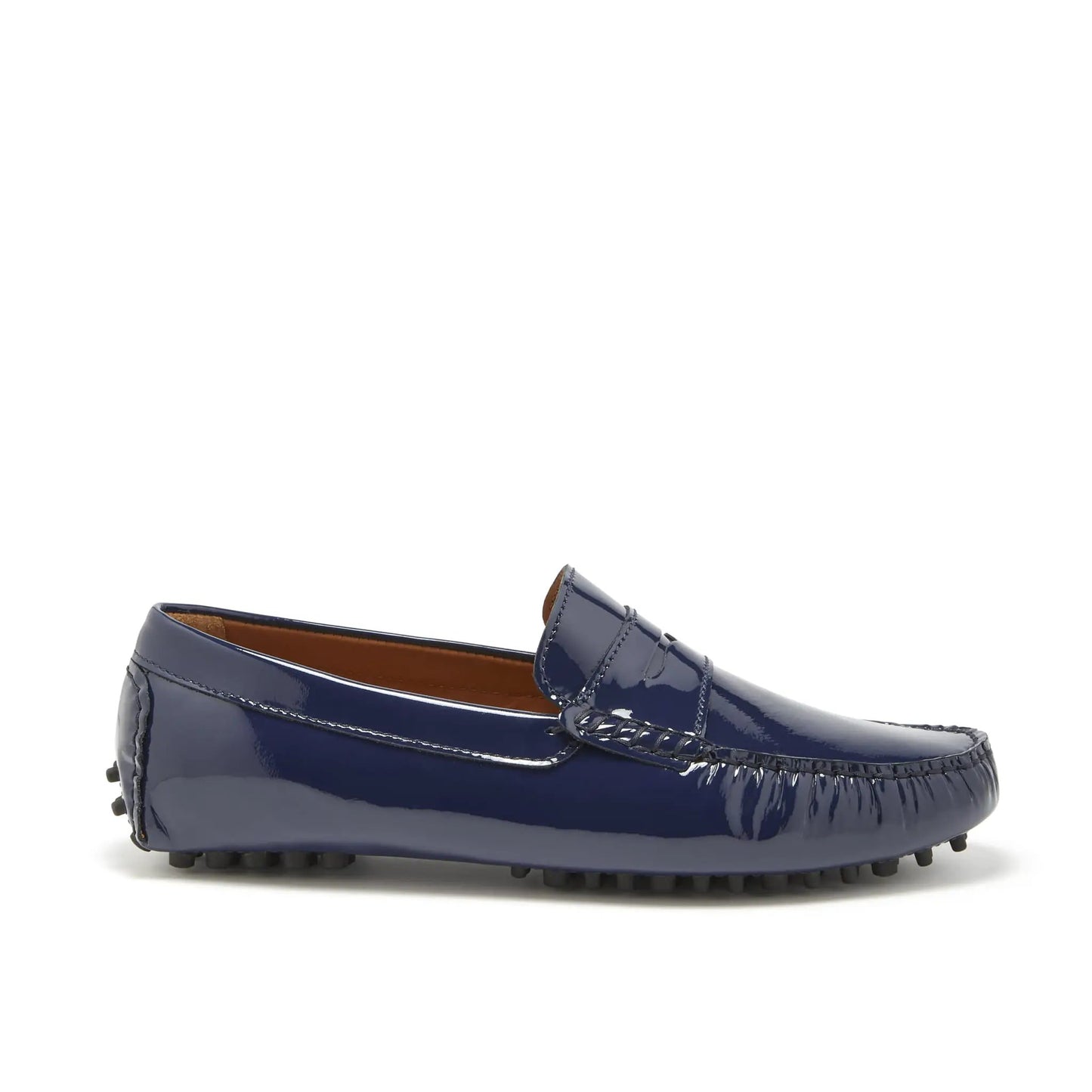 Penny Driving Loafers, navy blue patent leather by Hugs & Co.