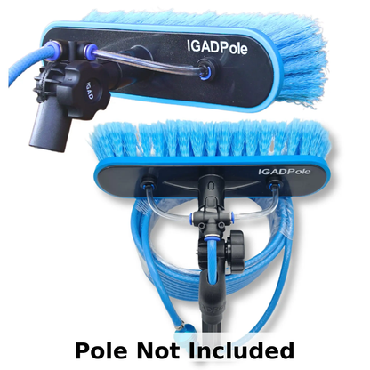 IGADPole 10"(25cm) Soft Bristle Water-Fed Brush Only, 30ft(10m) Long Light Hose, ACME and IGAD new Connector compatible (no pole included) by IGADPole