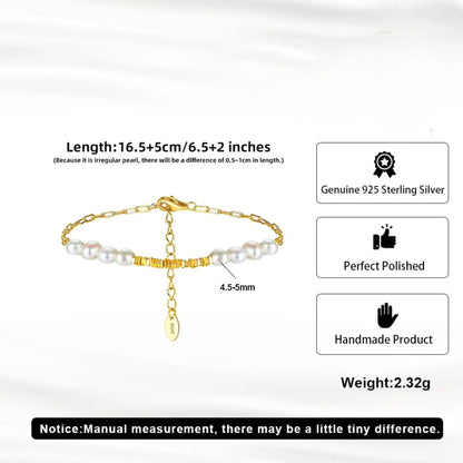 Minimalist Baroque Freshwater Pearl Bracelet – 14K Gold Plated 925 Silver by LAURRÈ Jewellery