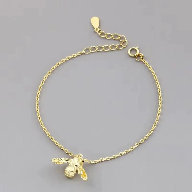 16K Gold Plated 925 Sterling Silver Big Bee Anklet by LAURRÈ Jewellery