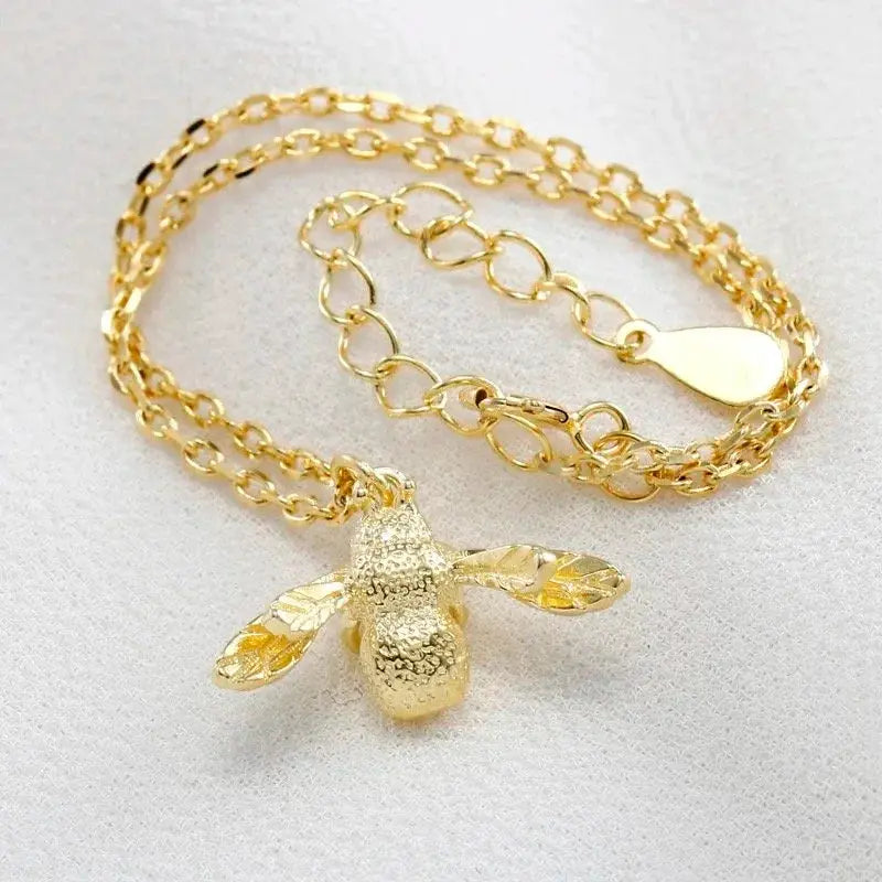 16K Gold Plated 925 Sterling Silver Big Bee Anklet by LAURRÈ Jewellery
