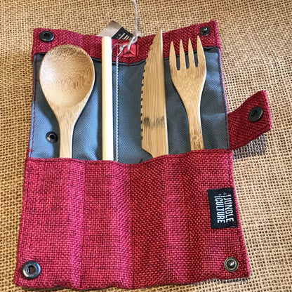 Bamboo cutlery set by BeeRetro Beeswax Food Wraps