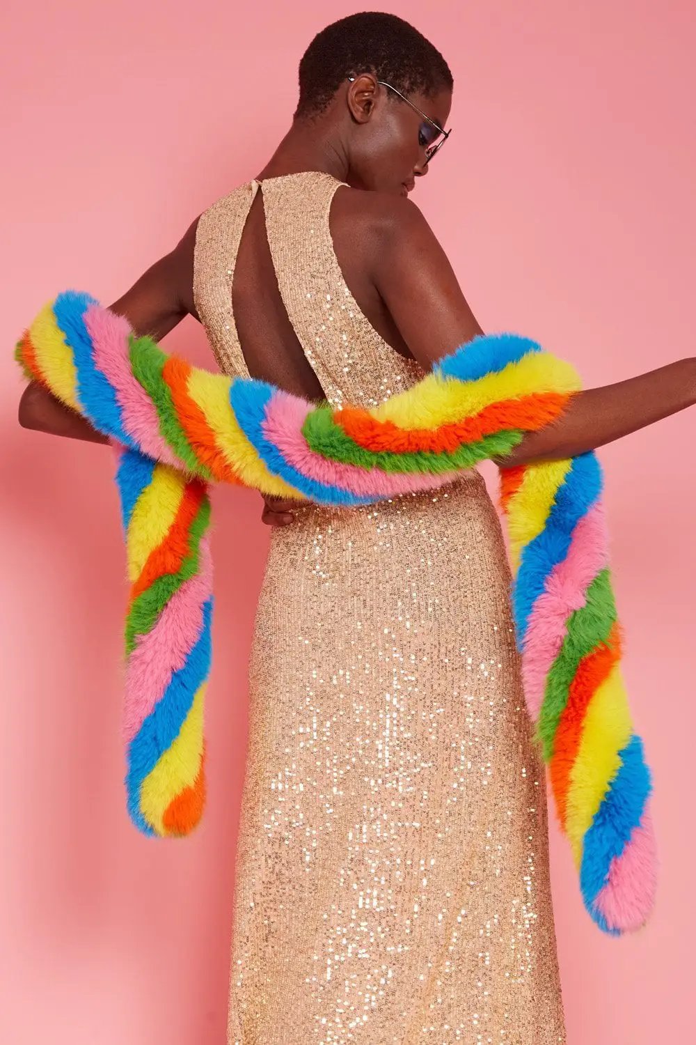 Gold Sequin Lightweight Maxi Sheath Dress by Jayley