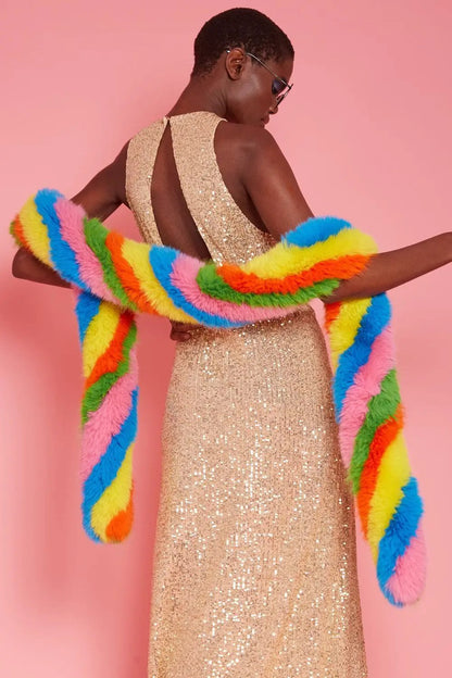 Gold Sequin Lightweight Maxi Sheath Dress by Jayley