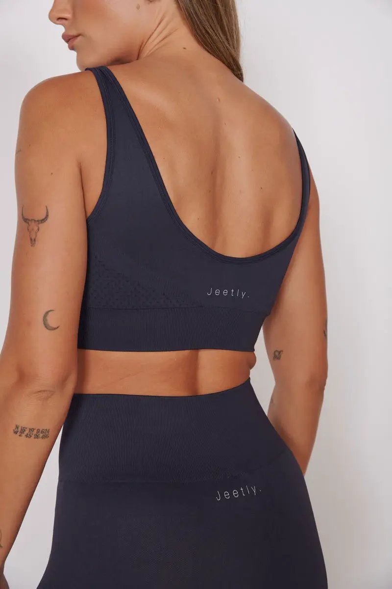 Alice Petite Navy Seam Free Sports Bra by Jeetly.com