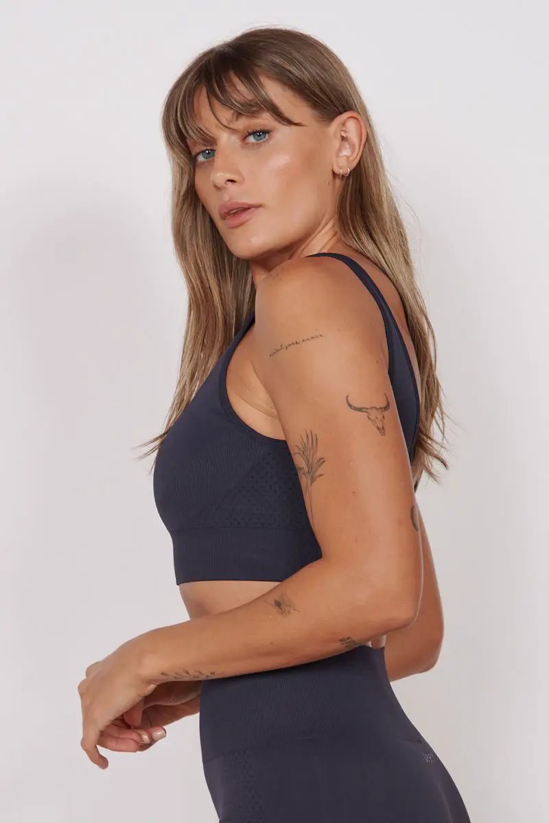 Alice Petite Navy Seam Free Sports Bra by Jeetly.com