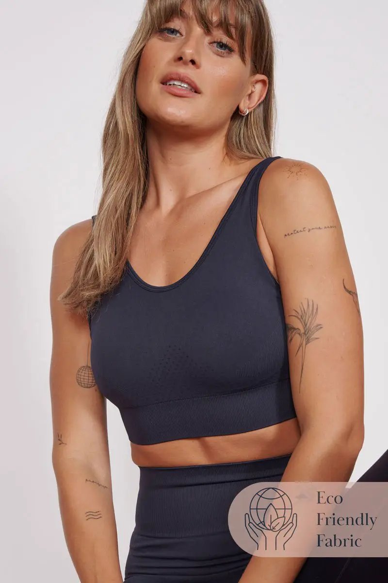 Alice Petite Navy Seam Free Sports Bra by Jeetly.com