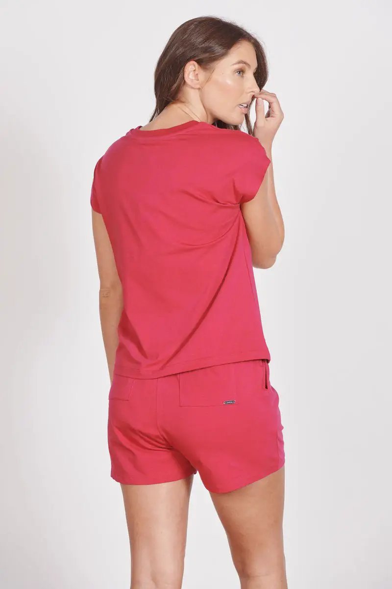 Amber Magenta Loungewear Soft Touch Shorts by Jeetly.com