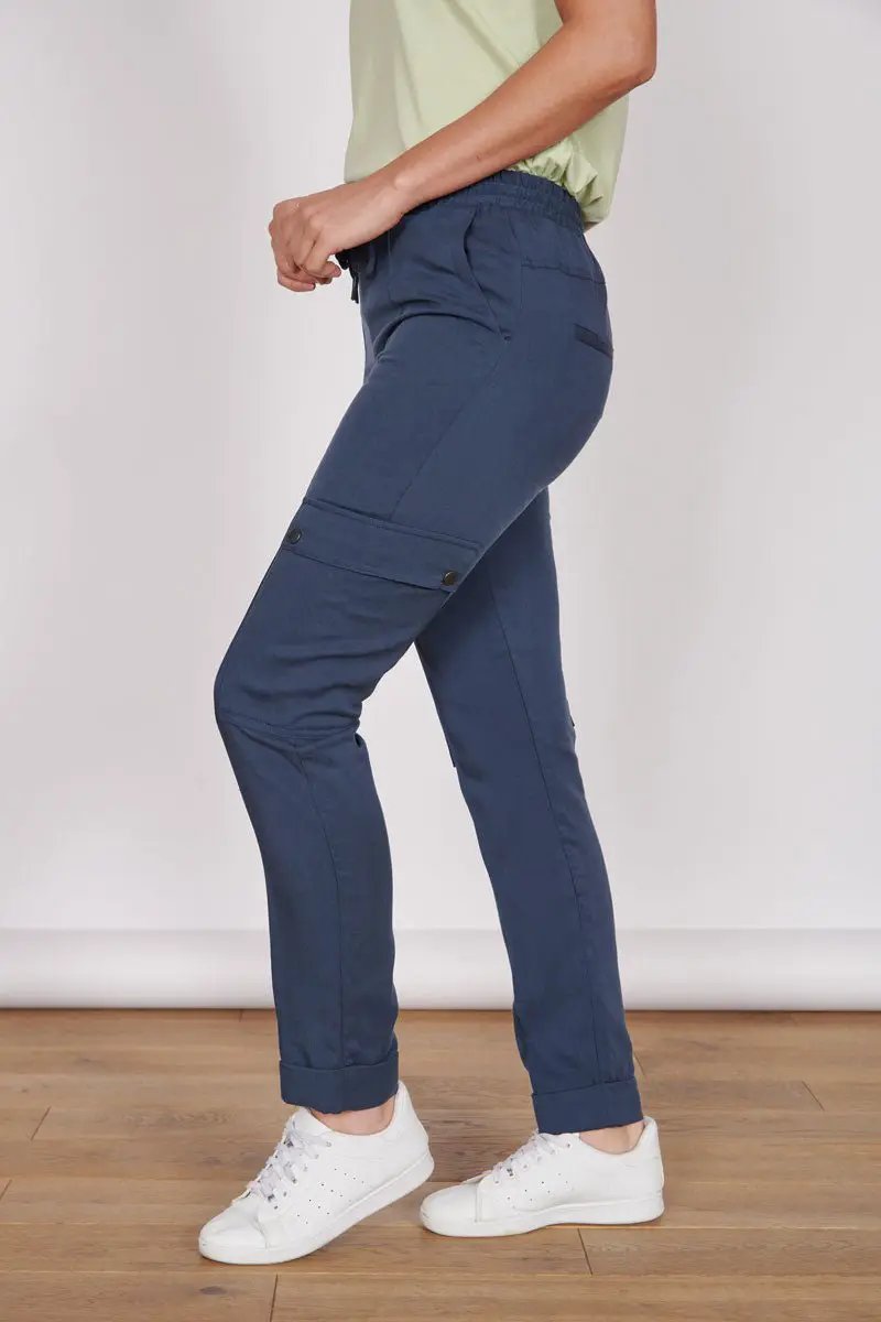 Charlotte Navy Formal Tailored Joggers by Jeetly.com