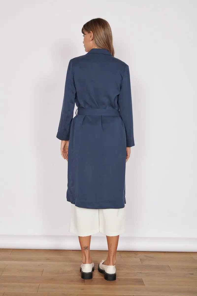 Dali Navy Longline Lightweight Coat by Jeetly.com