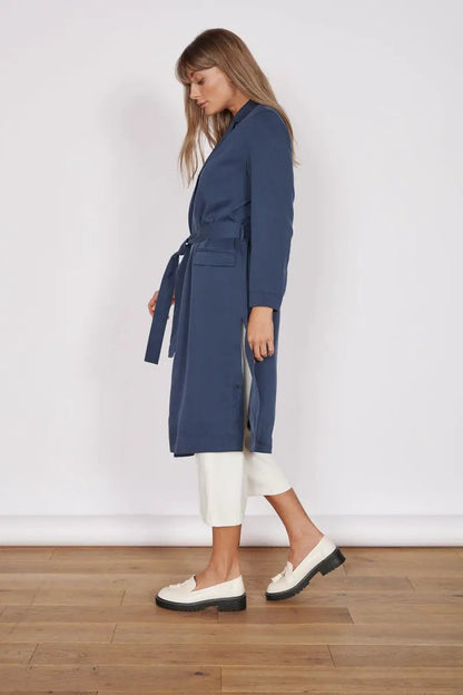 Dali Navy Longline Lightweight Coat by Jeetly.com