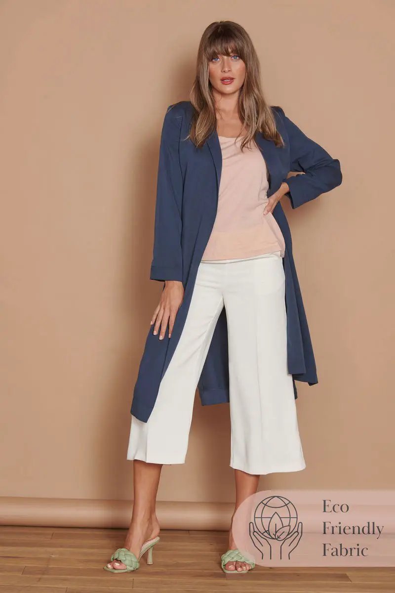 Dali Navy Longline Lightweight Coat by Jeetly.com