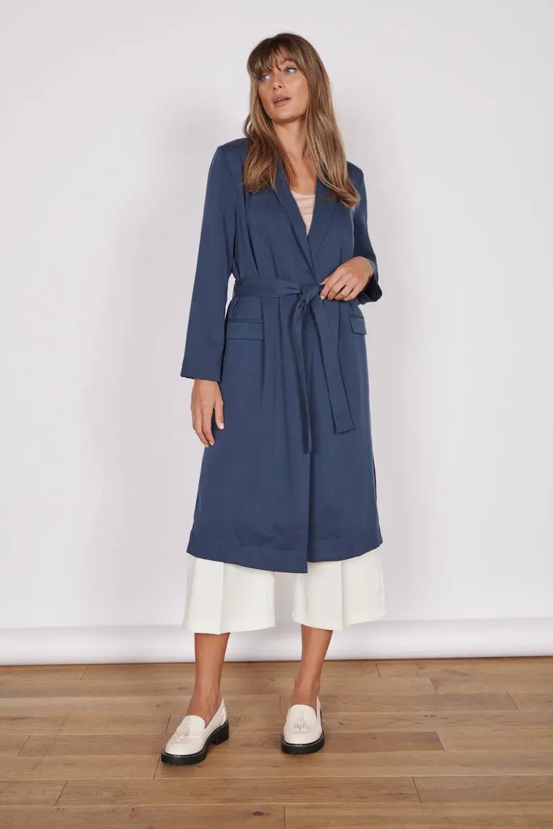 Dali Navy Longline Lightweight Coat by Jeetly.com