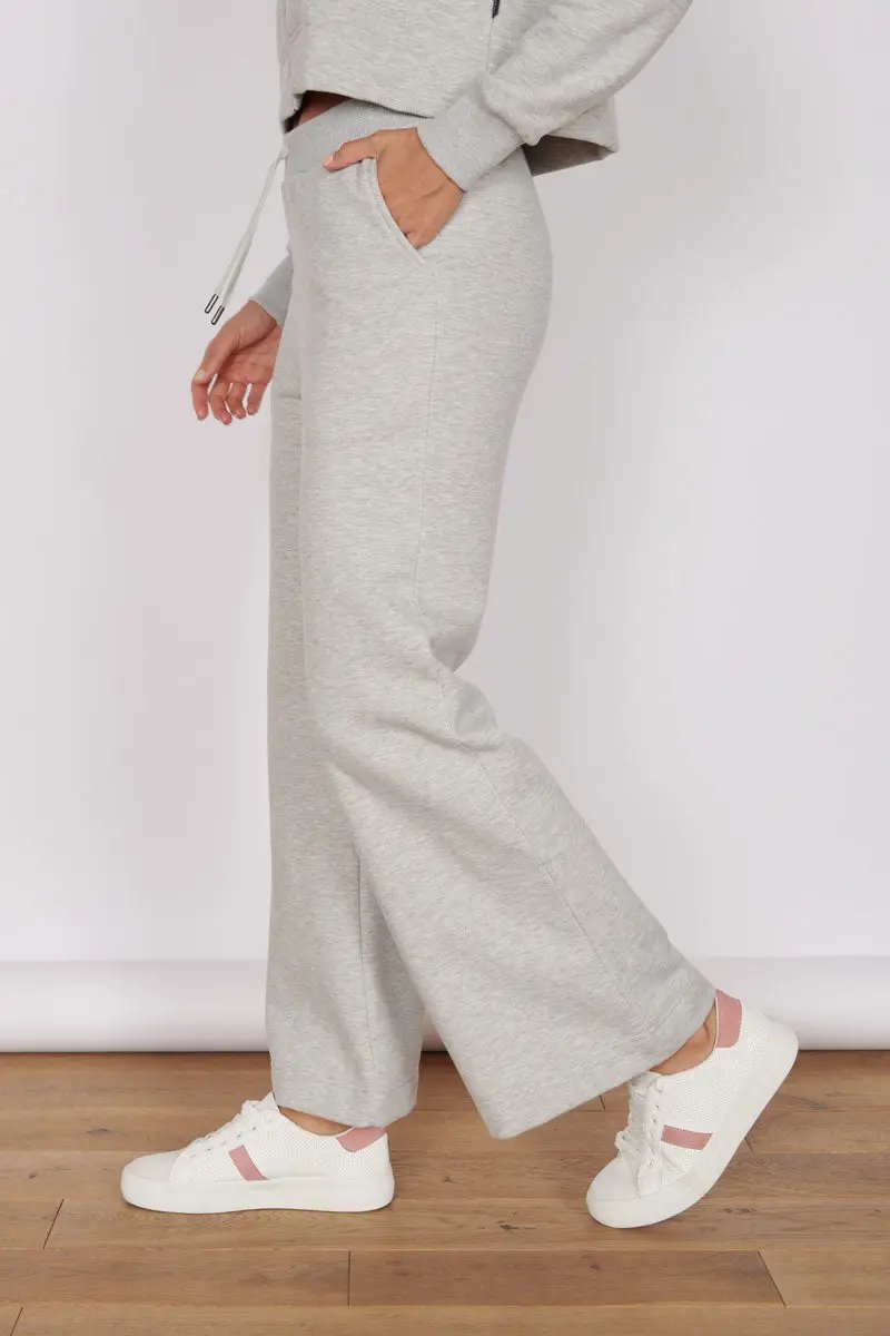 Eleanor Light Grey Loungewear Wide Leg Joggers by Jeetly.com