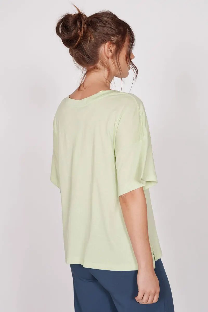 Ella Green Over Sized V Neck T-Shirt by Jeetly.com