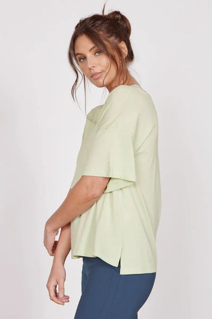 Ella Green Over Sized V Neck T-Shirt by Jeetly.com