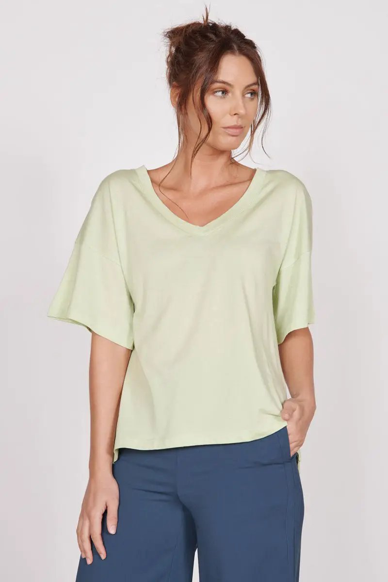Ella Green Over Sized V Neck T-Shirt by Jeetly.com