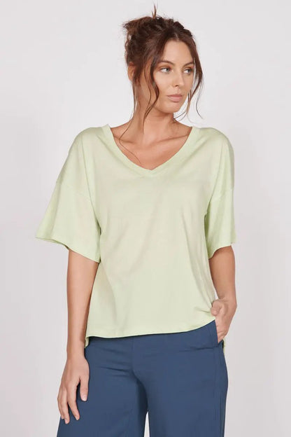 Ella Green Over Sized V Neck T-Shirt by Jeetly.com