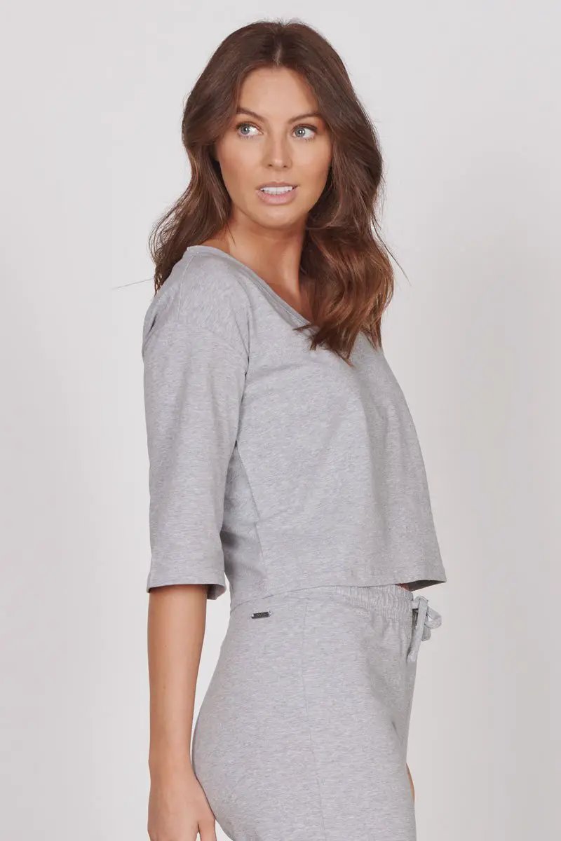 Erin Grey Marl Soft Touch Lounge Top by Jeetly.com