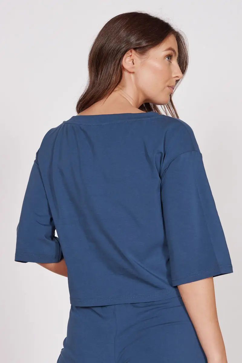 Erin Navy Soft Touch Lounge Top by Jeetly.com