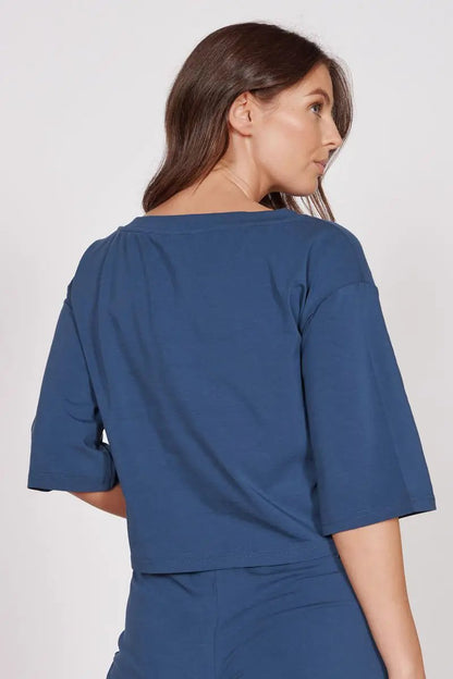 Erin Navy Soft Touch Lounge Top by Jeetly.com