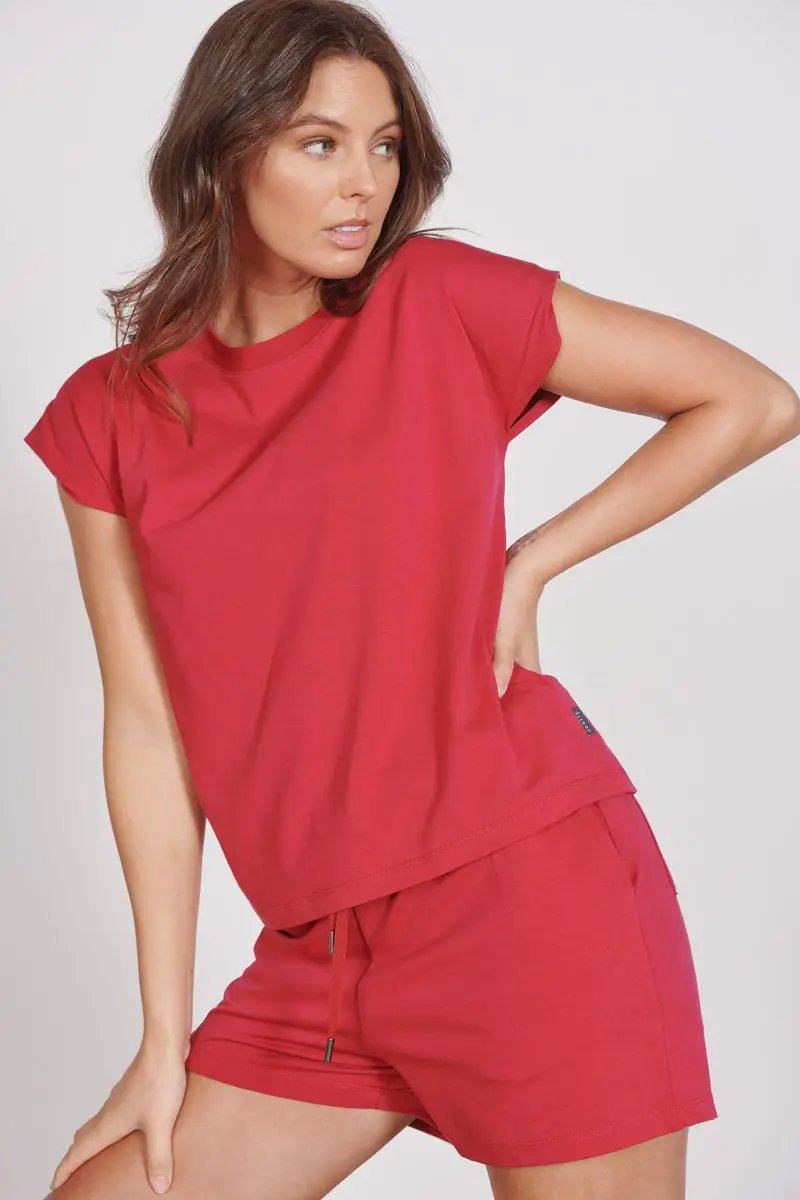 Esme Magenta Loungewear Soft Touch Tee by Jeetly.com