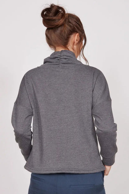 Evelyn Grey Marl Cowl Neck Pullover Top by Jeetly.com
