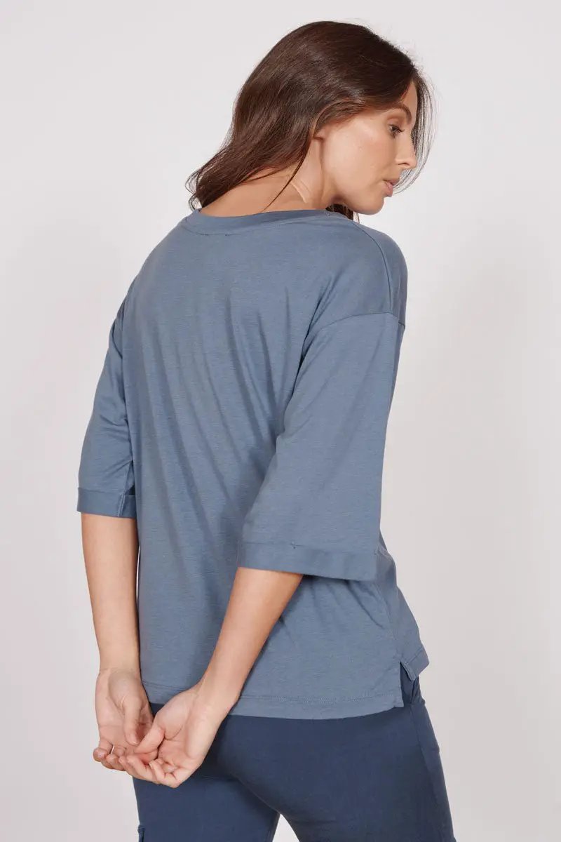Gabi Blue Classic Oversized T-Shirt by Jeetly.com