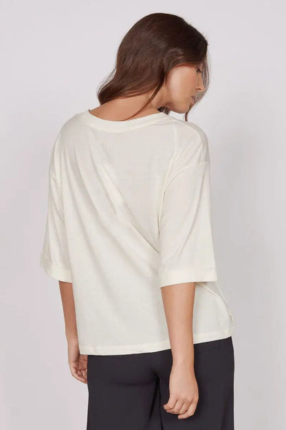 Gabi Cream Classic Oversized T-Shirt by Jeetly.com