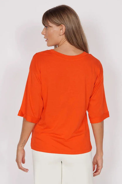 Gabi Red Classic Oversized T-Shirt by Jeetly.com