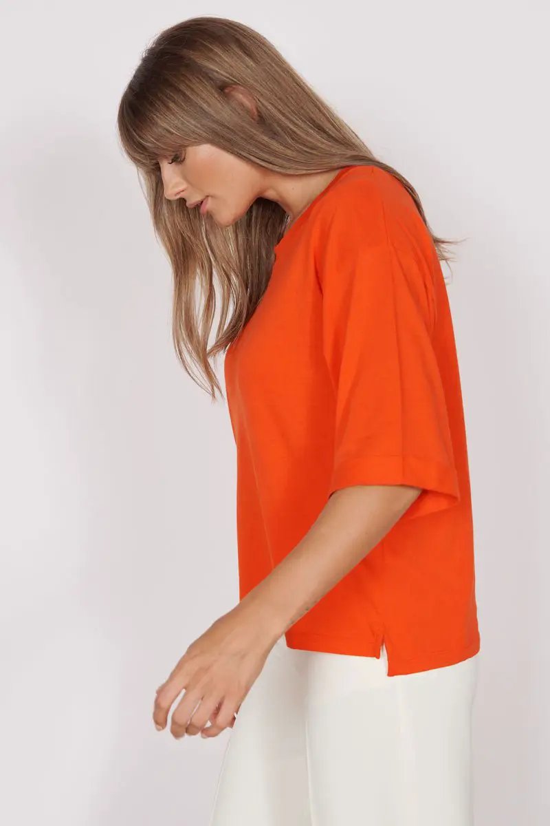 Gabi Red Classic Oversized T-Shirt by Jeetly.com