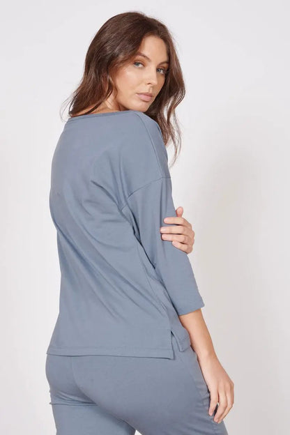 Georgia Blue Loungewear Soft Touch Long Sleeved Top by Jeetly.com