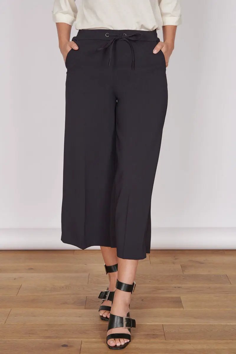 Grace Black Wide Leg Culottes by Jeetly.com