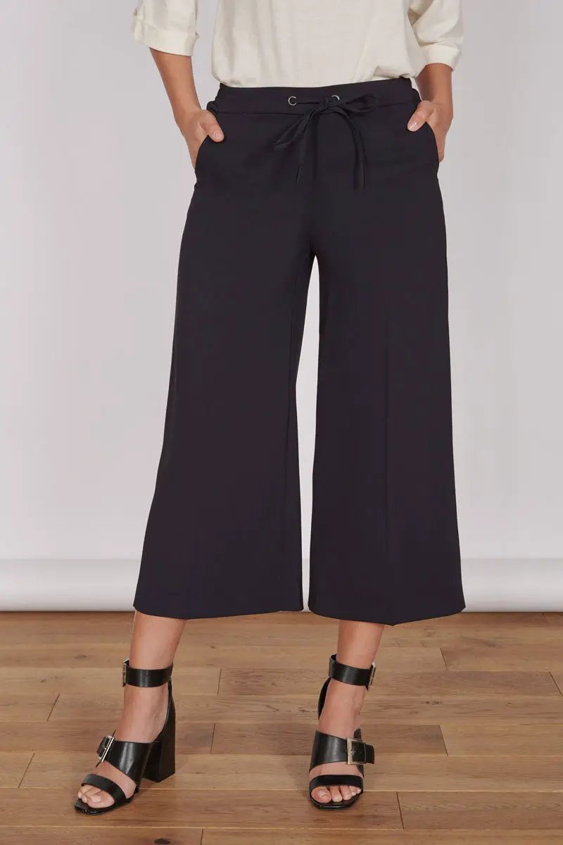 Grace Black Wide Leg Culottes by Jeetly.com